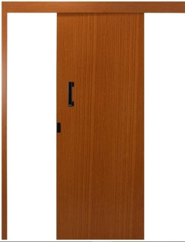 Kit Porta de Correr Madeira Lisa MGM Mogno Esquerda - 215x90