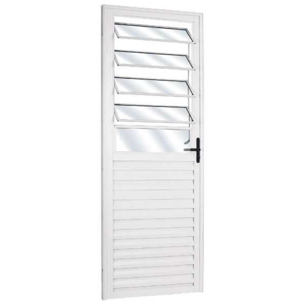 Encontraproduto.com.br - Porta de Alumínio Mgm Solida com Basculante Branco 210x80