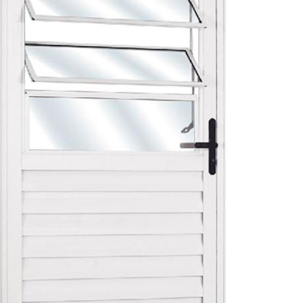 Encontraproduto.com.br - Porta de Alumínio Mgm Solida com Basculante Branco 210x80