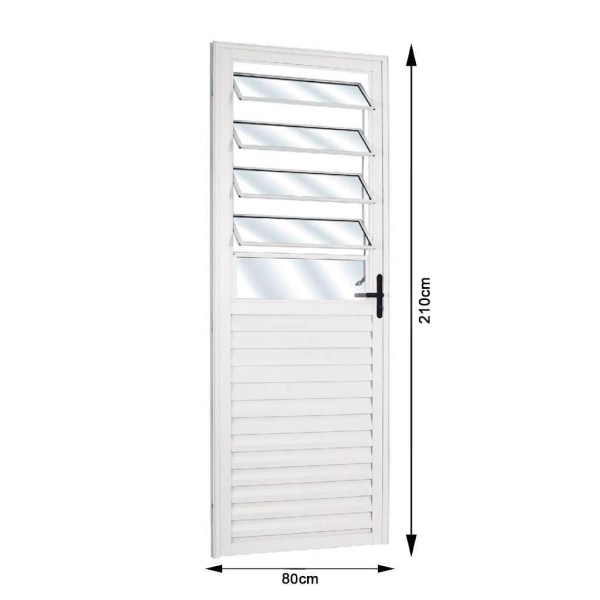 Encontraproduto.com.br - Porta de Alumínio Mgm Solida com Basculante Branco 210x80