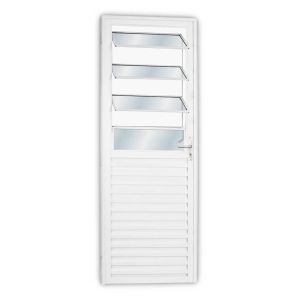 Encontraproduto.com.br - Porta de Alumínio Mgm Solida com Basculante Branco 210x80
