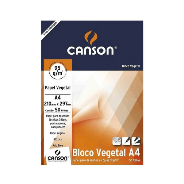 Encontraproduto.com.br - Bloco Vegetal 92,5 g/m² Técnico A-4 21,0 x 29,7 cm com 50 Folhas Canson