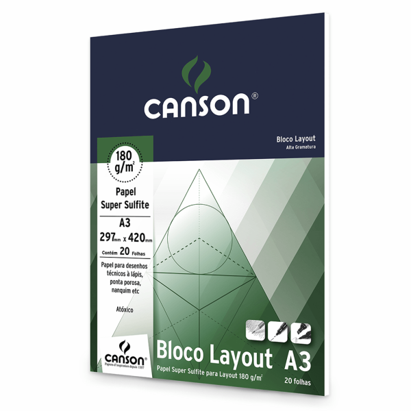 Encontraproduto.com.br - BLOCO LAYOUT A3 180GRS 20FLS BRANCO R.66667028