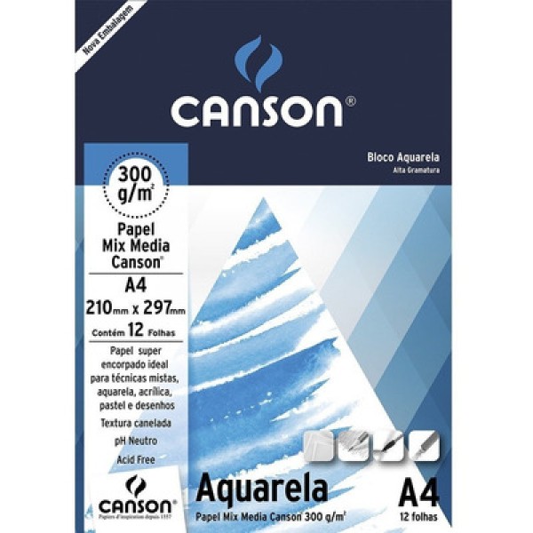 Encontraproduto.com.br - BLOCO AQUARELA A4 300GR 12 FLS R.66667180