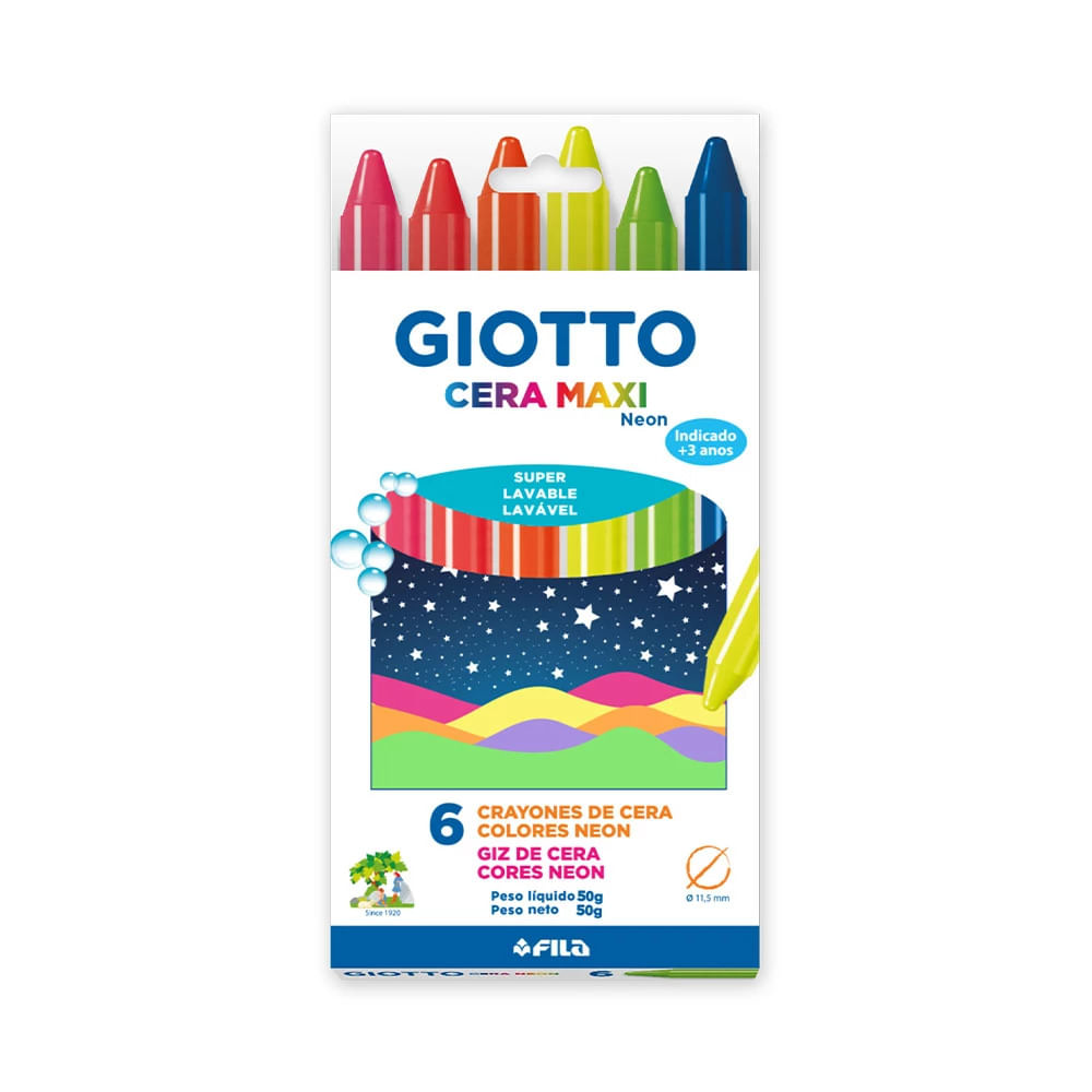 Encontraproduto.com.br - Giz de Cera Maxi com 06 Cores 50gr Giotto