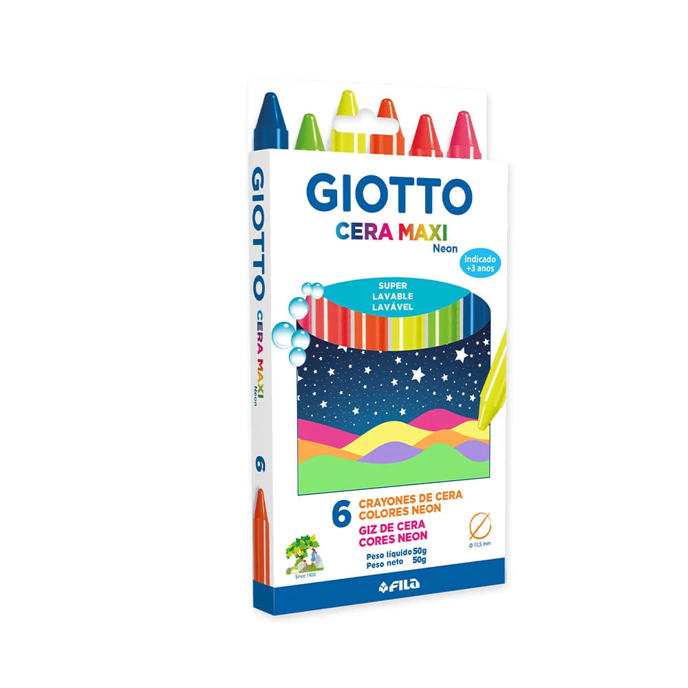 Encontraproduto.com.br - Giz de Cera Maxi com 06 Cores 50gr Giotto