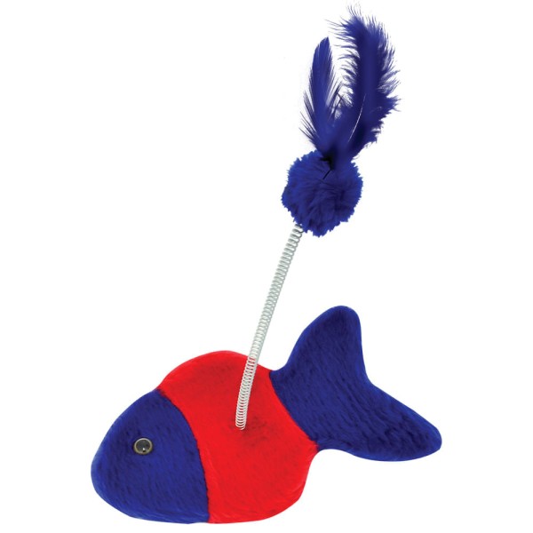 Encontraproduto.com.br - Brinquedo Peixinho para Gato Azul e Vermelho - 23X15cm