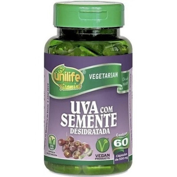 Uva com Semente Desidratada - 60 Cápsulas Vegetarianas - Unilife