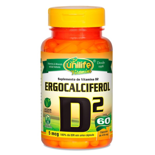 Vitamina D2 Ergocalciferol 60 Cápsulas Vegetarianas - Unilife