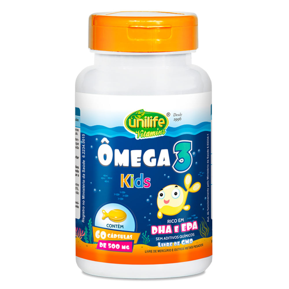 Ômega 3 Kids Rico em Dha e Epa (500mg) 60 Cápsulas - Unilife