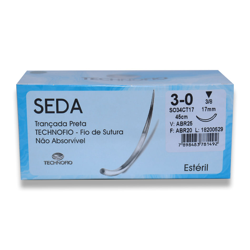 Encontraproduto.com.br - Fio de Sutura Agulhado Seda 3-0 3-8circ- Technofio