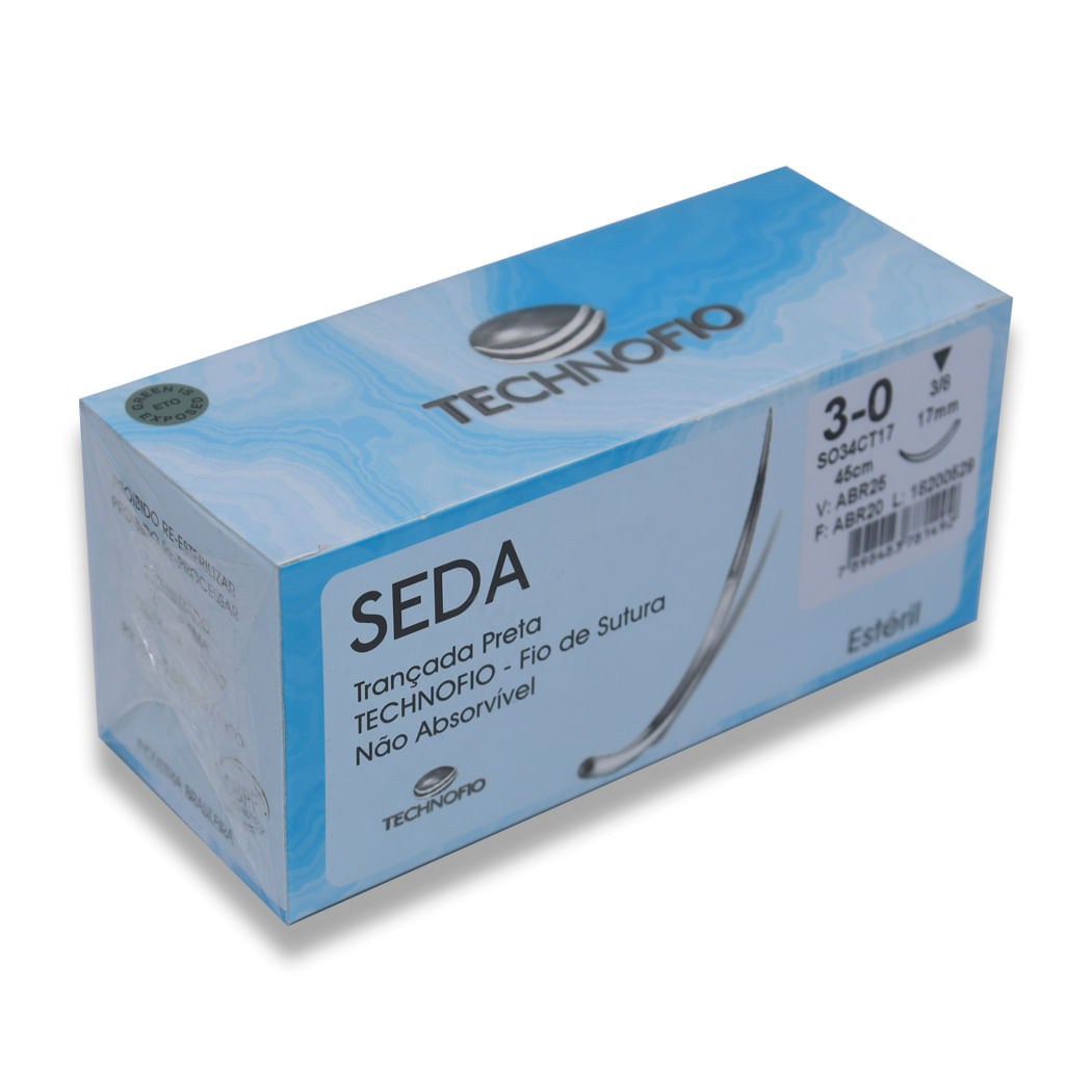 Encontraproduto.com.br - Fio de Sutura Agulhado Seda 3-0 3-8circ- Technofio