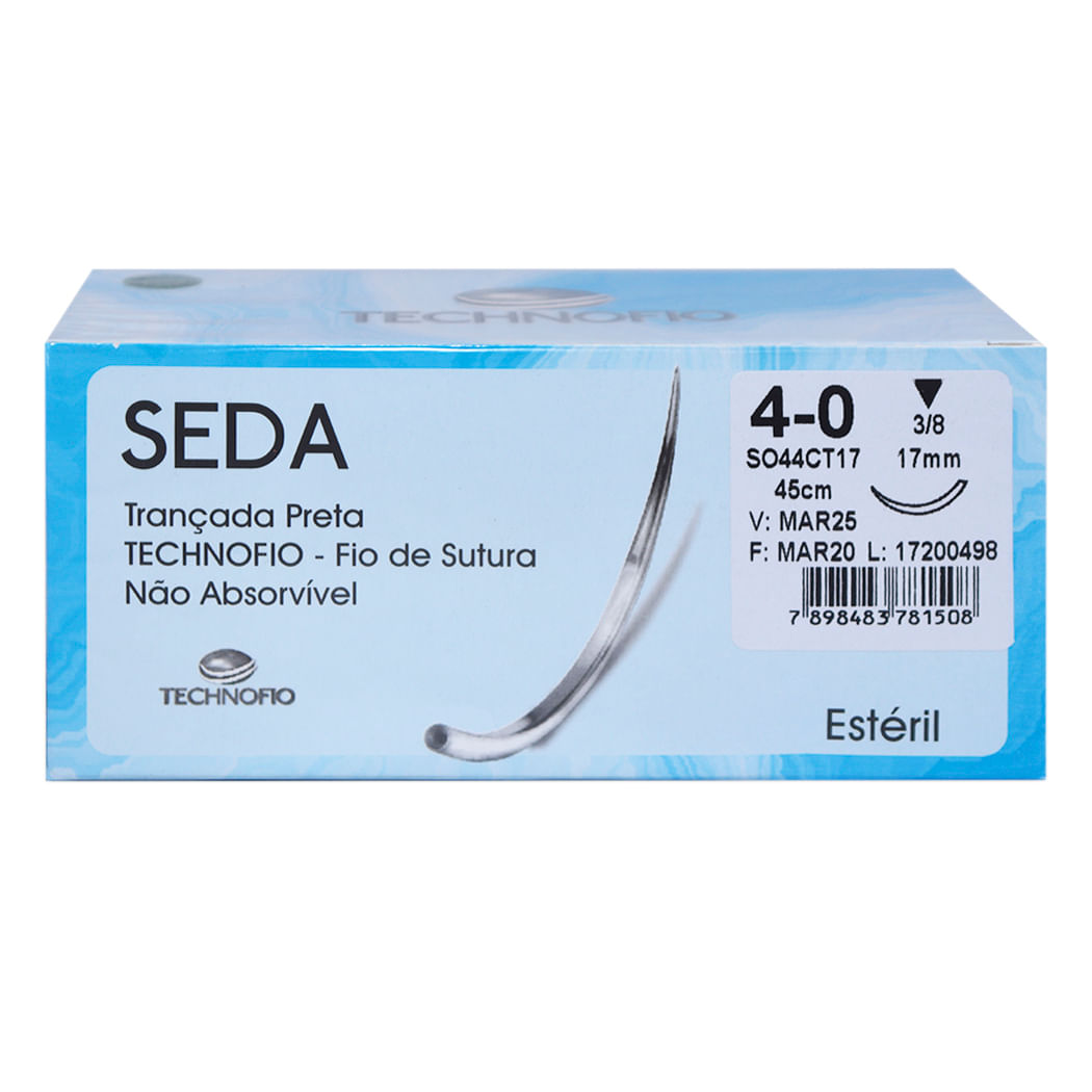 Encontraproduto.com.br - Fio de Sutura Agulhado Seda 4-0 3-8circ- Technofio