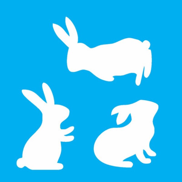 Stencil de Acetato para Pintura OPA Simples 10 x 10 cm - 1889 Coelhos