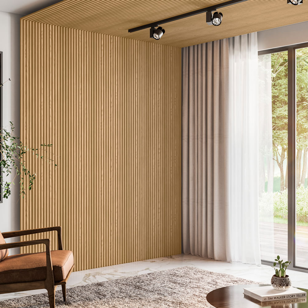 Encontraproduto.com.br - Acabamento Lateral para Painel Ripado em MDF com 2 Peças Carvalho 15MM 2,65MT - Linea