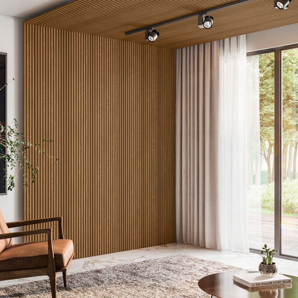 Encontraproduto.com.br - Acabamento Lateral para Painel Ripado em MDF com 2 Peças Amêndoa 15MM 2,65MT - Linea