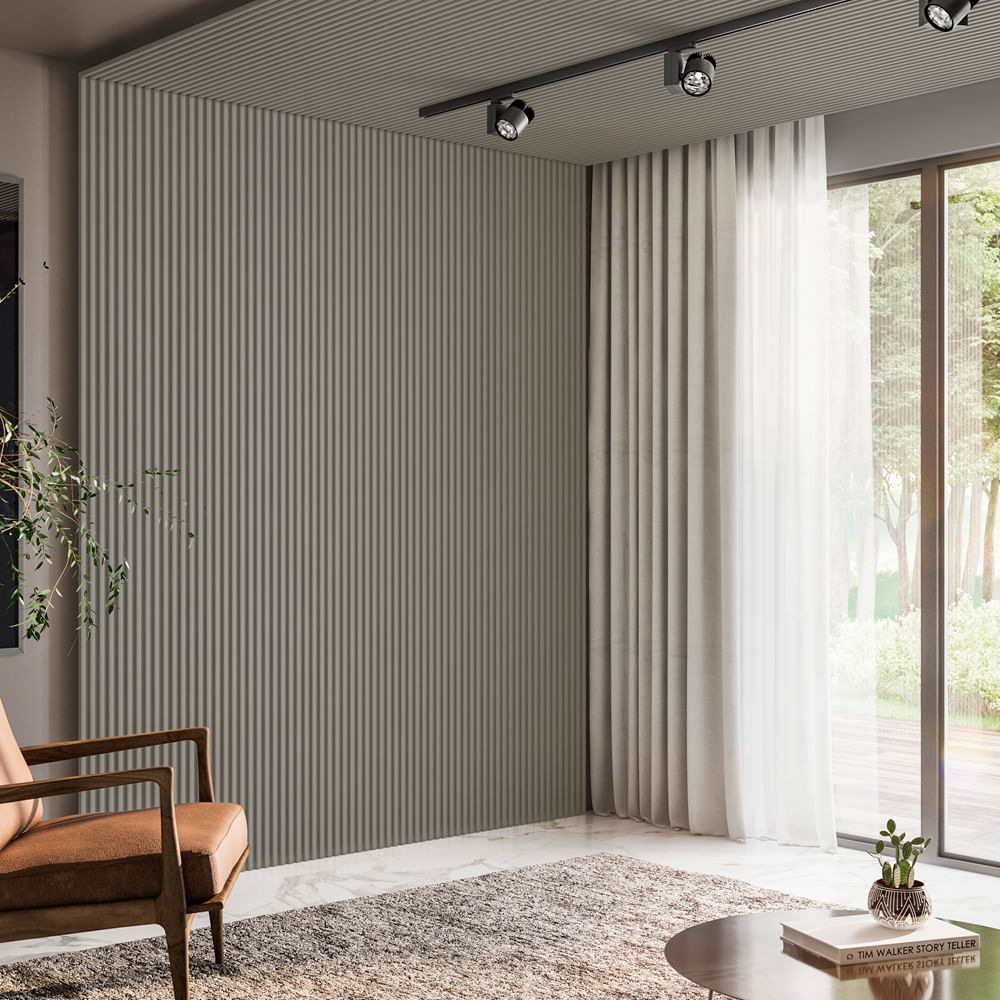 Encontraproduto.com.br - Acabamento Lateral para Painel Ripado em MDF com 2 Peças Titânio 15MM 2,65MT - Linea
