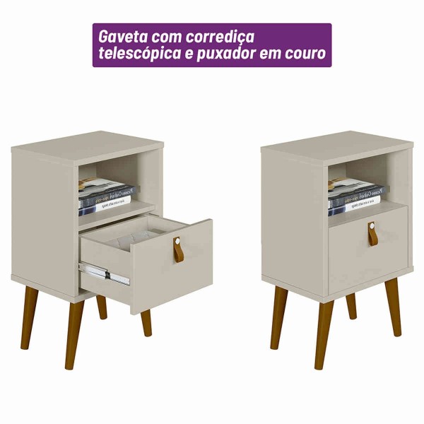 Encontraproduto.com.br - Mesa de Cabeceira 1 Gaveta Búzios Linea Brasil