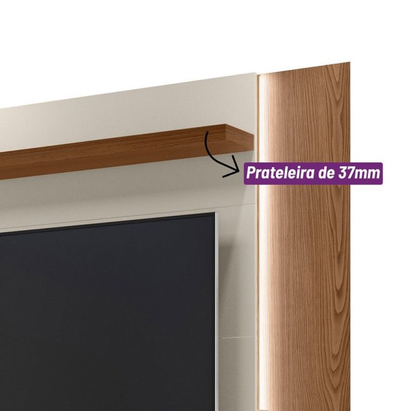 Encontraproduto.com.br - Conjunto Para Tv 60 Polegadas Rack Finlândia E Painel Aurora Com Led Linea Brasil Freijo/off White