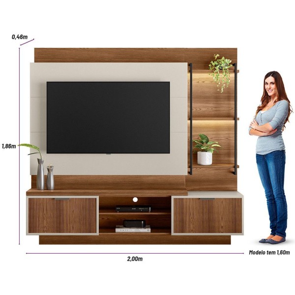 Encontraproduto.com.br - Estante Home Para Tv 65 Polegadas Belmonte Linea Brasil Freijo/off White