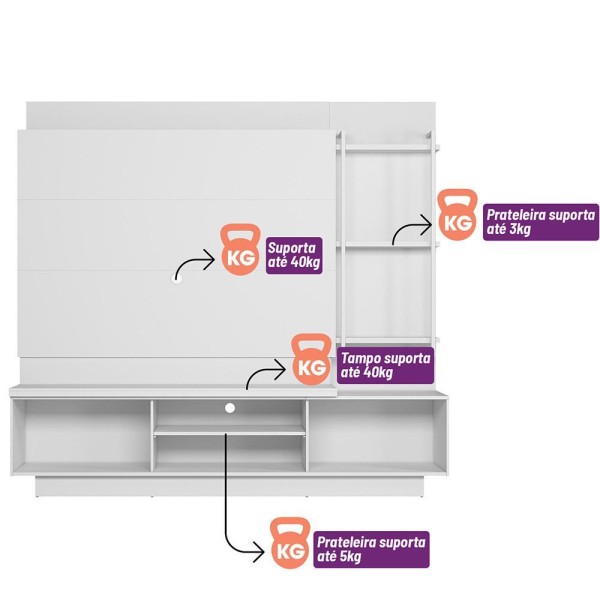 Encontraproduto.com.br - Estante Home Para Tv 65 Polegadas Belmonte Linea Brasil Freijo/off White