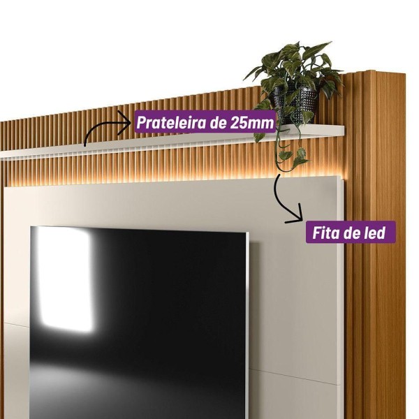 Encontraproduto.com.br - Rack com Painel para TV até 75 Polegadas 2 Portas 215cm Led Flex Guararapes Linea Brasil