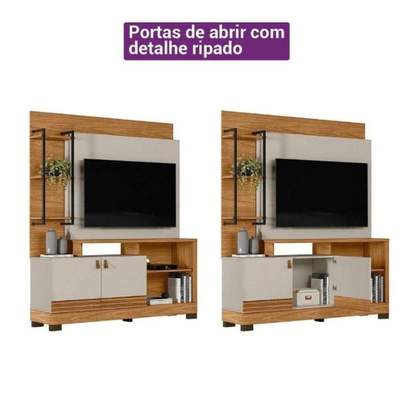 Encontraproduto.com.br - Home Alagoas para Tv até 50 Polegadas com 2 Portas 160cm Linea Brasil - Nature com Off White