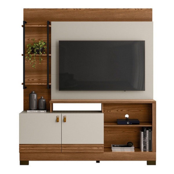 Home Alagoas para Tv até 50 Polegadas com 2 Portas 160cm Linea Brasil - Nature com Off White