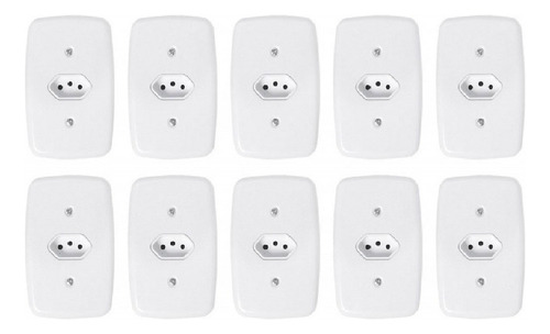 Encontraproduto.com.br - Kit 10 Conjunto 4x2 1 Tomada 2p+t Pluzie Standart 10a 250v Cor Branco