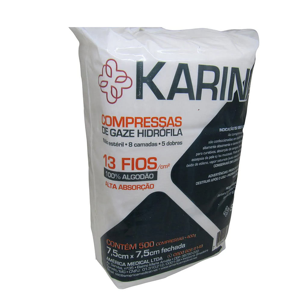 Encontraproduto.com.br - Compressa de Gaze Não Estéril 13 Fios Karina America