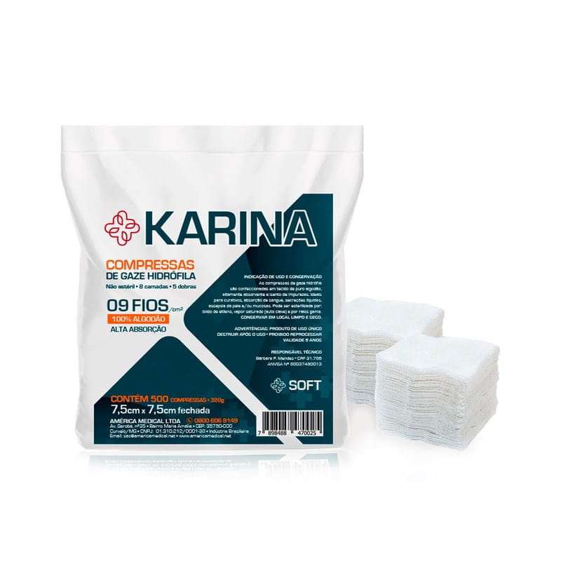 Encontraproduto.com.br - Compressa de Gaze Não Estéril 13 Fios Karina America