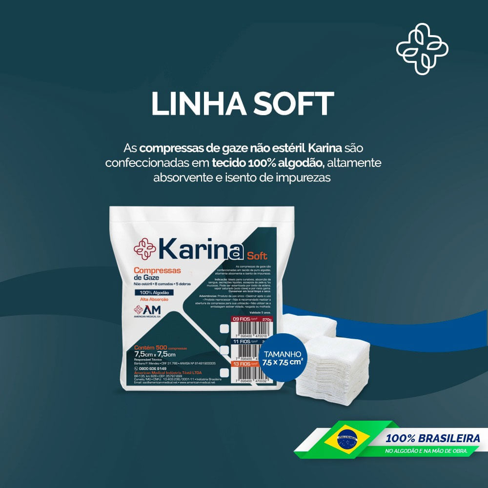 Encontraproduto.com.br - Compressa de Gaze Não Estéril 13 Fios Karina America