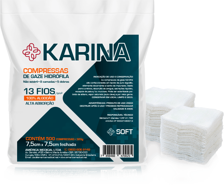 Encontraproduto.com.br - Compressa de Gaze Não Estéril 13 Fios Karina America