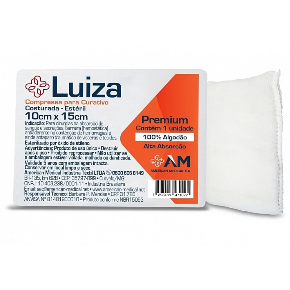 Encontraproduto.com.br - Compressa Curativo Cirúrgico Luiza Estéril 10x15cm - unidade