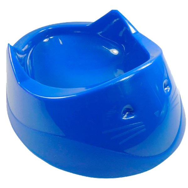 Encontraproduto.com.br - Comedouro Plástico Cara Do Gato  200 Ml Azul - Furacão Pet