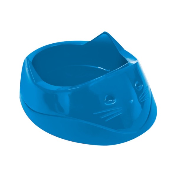 Encontraproduto.com.br - Comedouro Plástico Cara Do Gato  200 Ml Azul - Furacão Pet