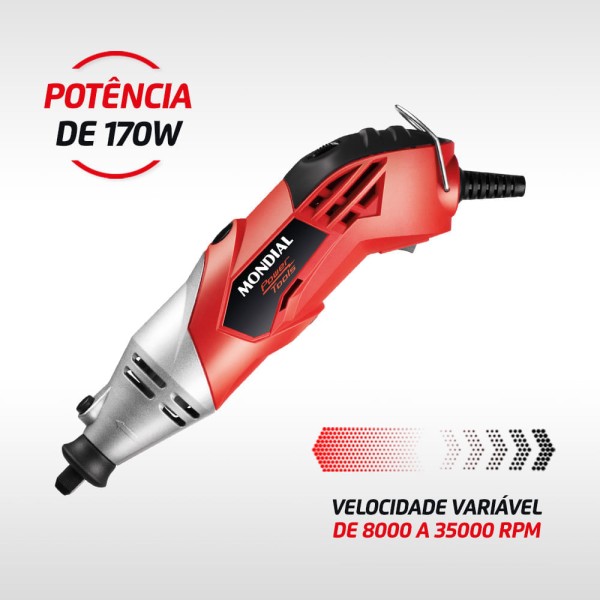 Encontraproduto.com.br - Microrretífica 170W com 6 Velocidades, 44 Acessórios e Maleta FMR-01 Mondial 127V