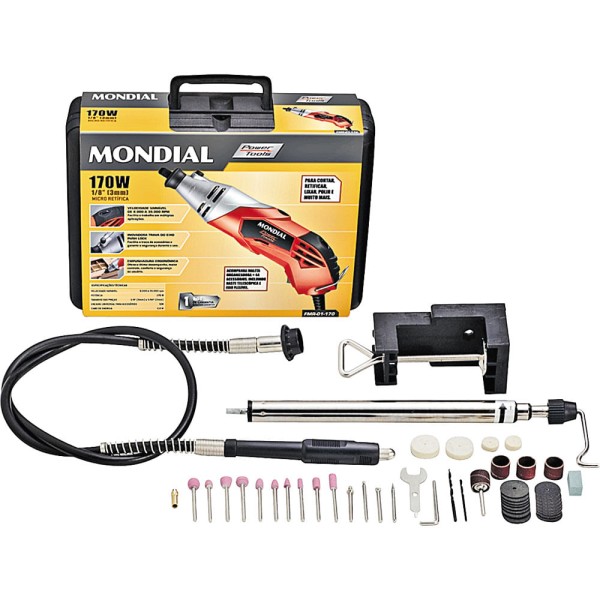 Encontraproduto.com.br - Microrretífica 170W com 6 Velocidades, 44 Acessórios e Maleta FMR-01 Mondial 127V