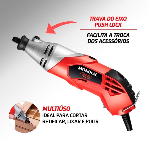 Encontraproduto.com.br - Micro Retífica Mondial Power Tools Fmr-01 220v Vermelho