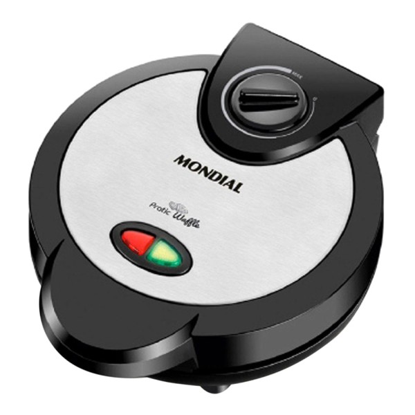Encontraproduto.com.br - Waffle Mondial Pratic Waffle 1200W GW-01 - 7360-02 PRETO/INOX 220 VOLTS