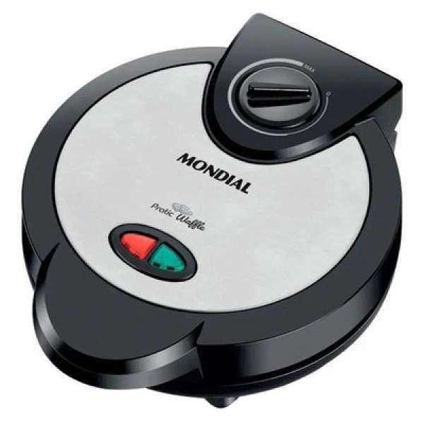 Encontraproduto.com.br - Waffle Mondial Pratic Waffle 1200W GW-01 - 7360-02 PRETO/INOX 220 VOLTS