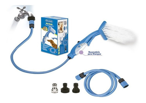 Ducha Prática Chalesco Pet Zoom Brush Azul para Banho