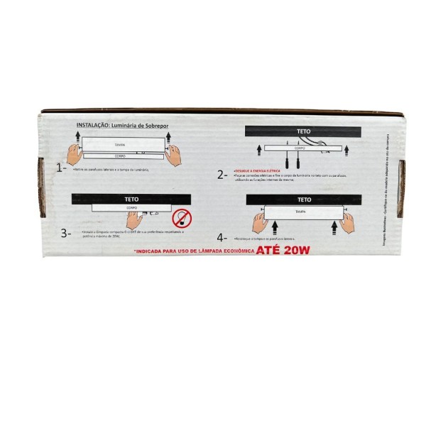 Encontraproduto.com.br - Luminária Retangular Acrílico Sobrepor 220mm 1xe27 - G-light