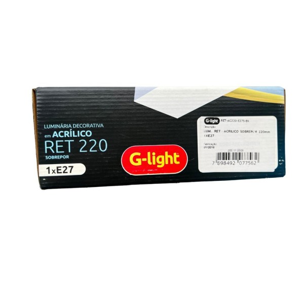 Encontraproduto.com.br - Luminária Retangular Acrílico Sobrepor 220mm 1xe27 - G-light