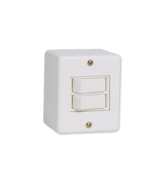 Encontraproduto.com.br - Conjunto de Sobrepor 2 Interruptores Simples 6A/250V Branco Box