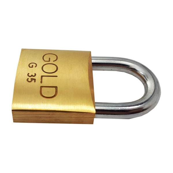 Encontraproduto.com.br - Cadeado Gold Latao com 2 Chaves 35MM