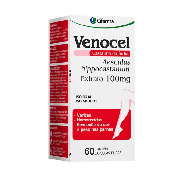 Encontraproduto.com.br - Venocel Castanha da Índia 100mg com 60 comprimidos