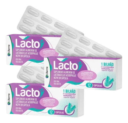 Suplemento Alimentar Lacto De Lactobacillus Acidophilus Com 12 Cápsulas