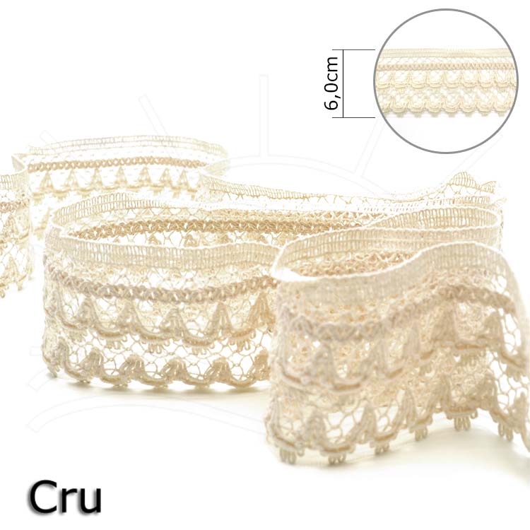 Renda Barroca Cru 6,0cm - 30m