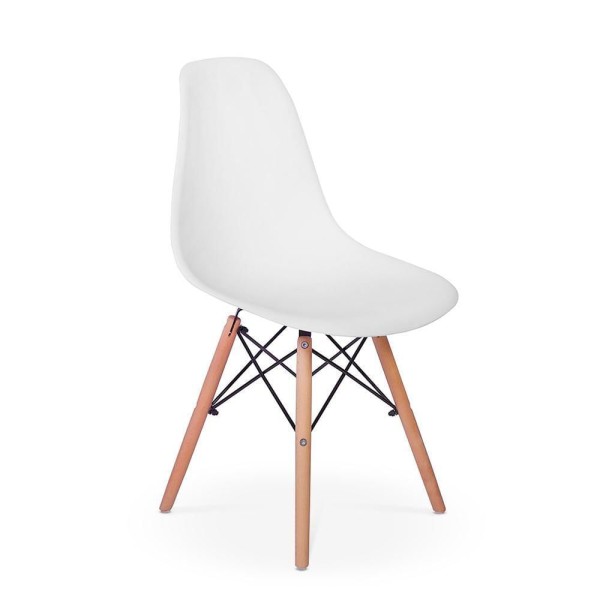 Encontraproduto.com.br - Kit Com 8 Cadeira Charles Eames Wood Dsw Branca - Base Madeira